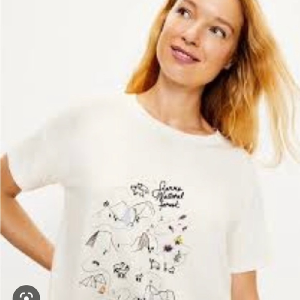 Anthropologie Lou & Grey - sierra national forest embroidered tee - small New - Picture 1 of 8